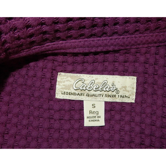 Cabela's Women’s Small Jacket Waffle Weave Purple LS Button Front Casual - Picture 5 of 6